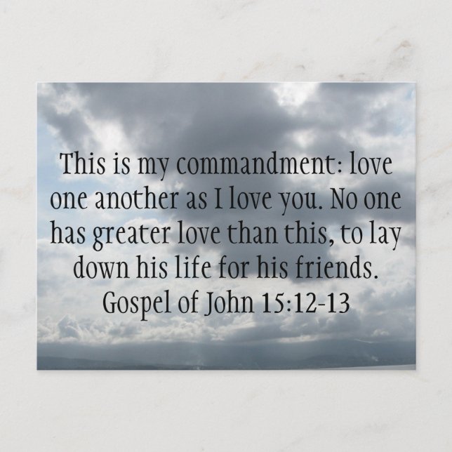 Postal Evangelio de Juan 15:12-13 (Anverso)