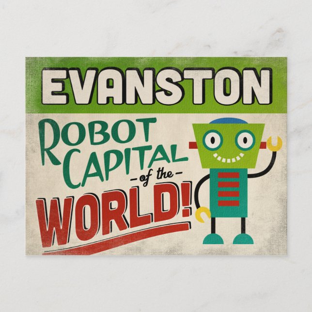 Postal Evanston Illinois Robot (Anverso)