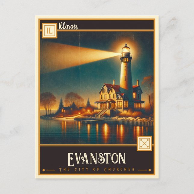 Postal Evanston, Illinois | Vintage (Anverso)