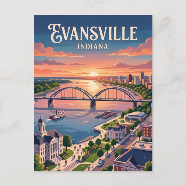 Postal Evansville, Indiana (Anverso)