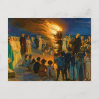 Eve Bonfire de verano medio en la playa de Skagen