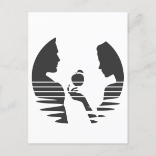 Postal Eve Manda Una Apple A Adam, Negro Versión 1/3