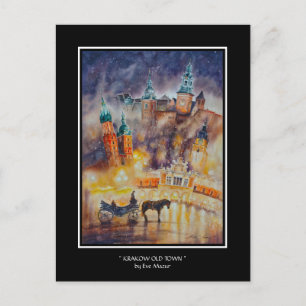 Postal EVE Pintado Poster del casco antiguo de Cracovia