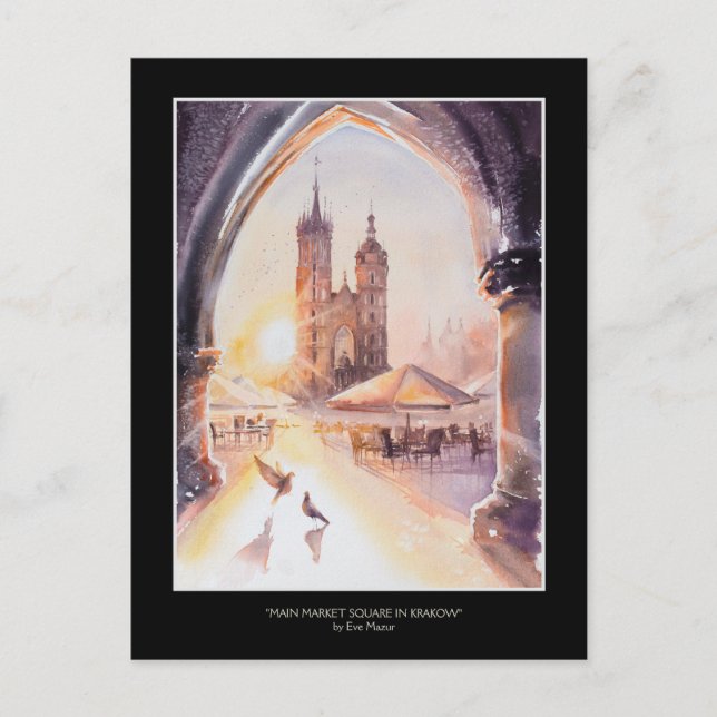Postal EVE Pintó el casco antiguo de Cracovia (Anverso)