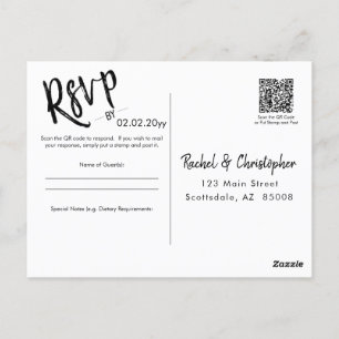 Postal Evento de Boda de código QR de script minimalista