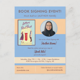 Postal Evento de firma de libros Aparición del autor Azul