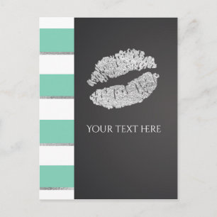 Postal Evento de Labios con Brillo de Plata Falso Verde M