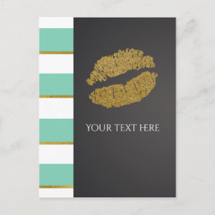 Postal Evento Mint Green & White Faux Gold Shimmer Litros
