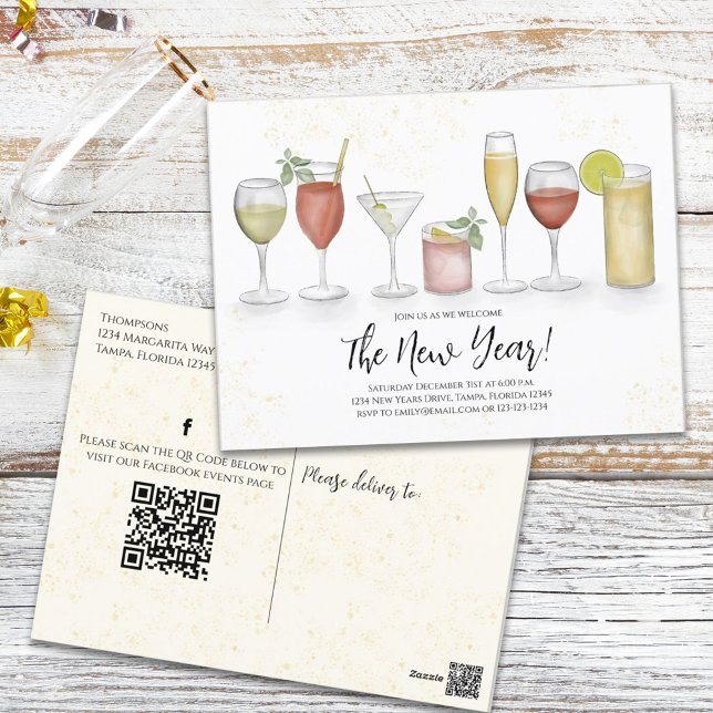 Postal Eventos de código QR para bebidas de Fiesta de Año (Subido por el creador)