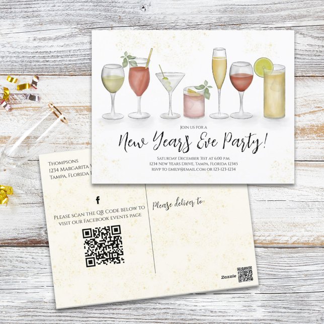Postal Eventos de código QR para bebidas de Fiesta de Año (Subido por el creador)