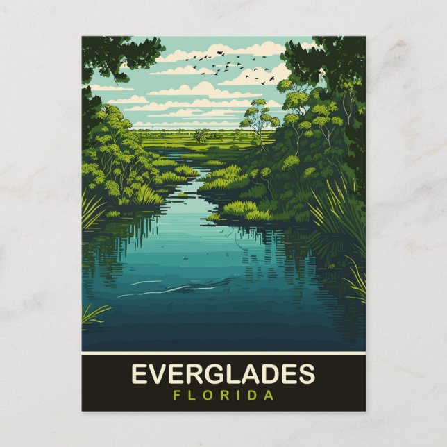 Postal Everglades, Florida, Viajes (Anverso)