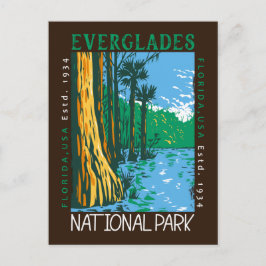 Postal Everglades Parque Nacional Florida Retro con probl