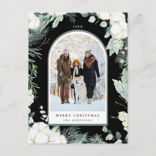 Postal Evergreen y Cotton Flower Arch foto festividad neg