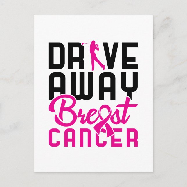 Postal Evite el cáncer de mama Golfing Golf Golfer (Anverso)