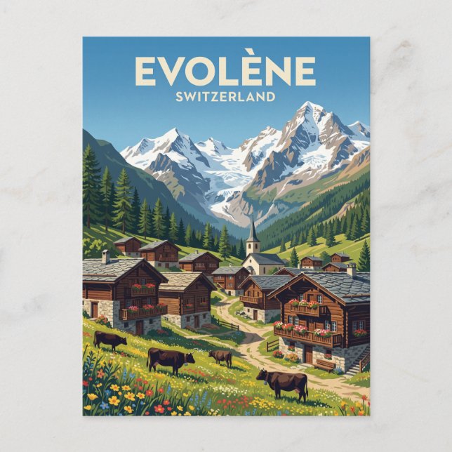 Postal Evolène Suiza (Anverso)