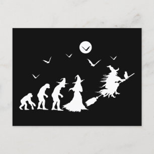 Postal Evolución de bruja en escoba