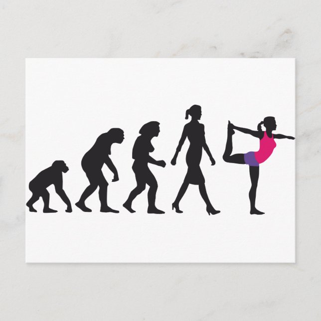 Postal evolución de la posición de yoga de mujer (Anverso)