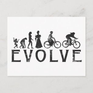 Postal Evolución de las mujeres en bicicleta