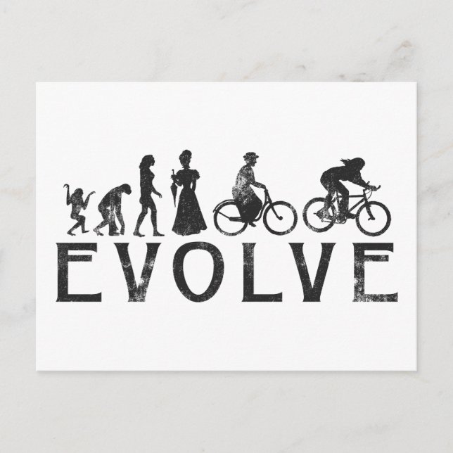 Postal Evolución de las mujeres en bicicleta (Anverso)