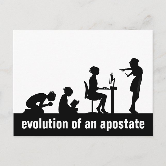 Postal "Evolución de un Apostata" (Anverso)
