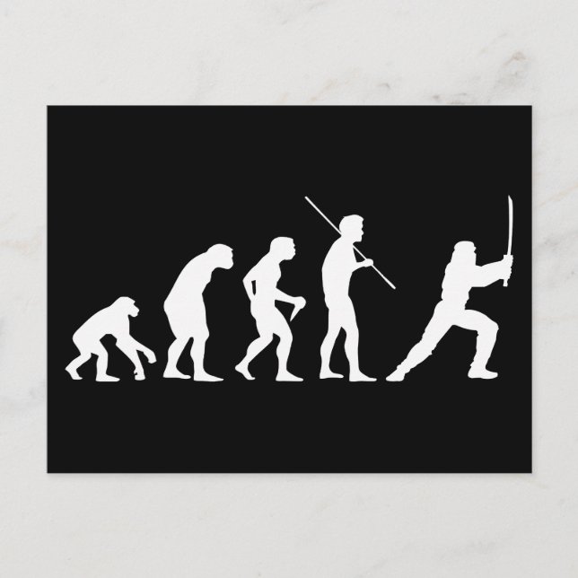 Postal Evolución del Ninja - del hombre al ninja (Anverso)