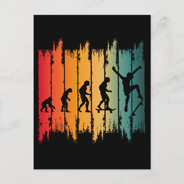 Postal Evolución del patinador de skateboarding (Anverso)