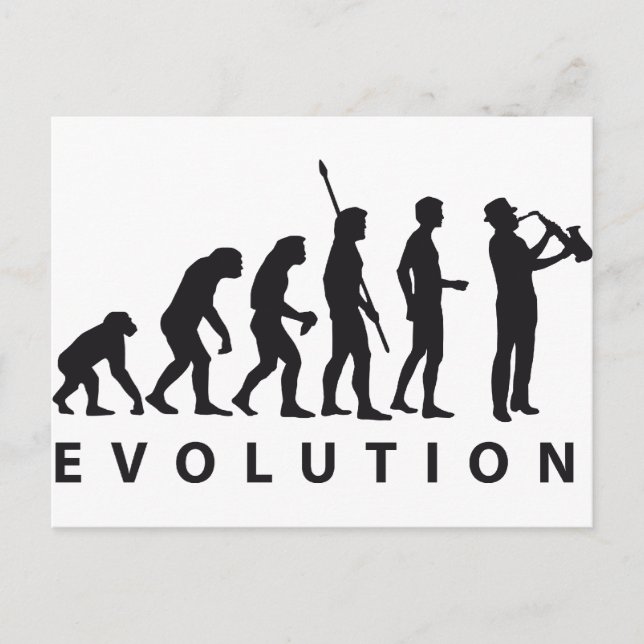 Postal evolución saxofón (Anverso)