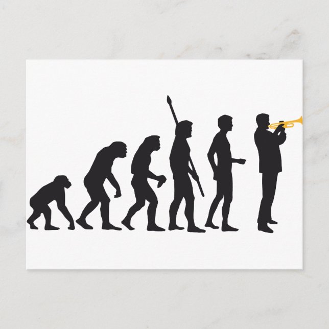 Postal evolution trumpet player (Anverso)