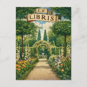 Postal Ex Libris de jardín vintage