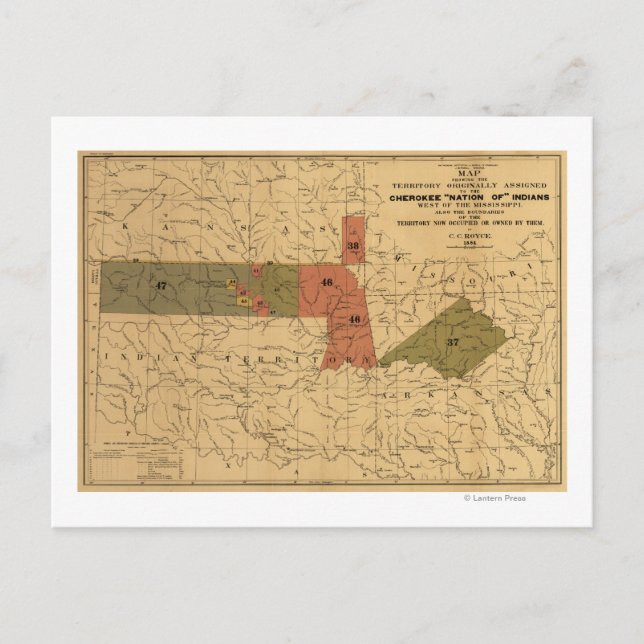 Postal Ex-Límites de la "Nación de" Indios Cherokee (Anverso)