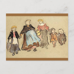 Postal Excursión - Niños, Mujeres, - Motivo Vintage