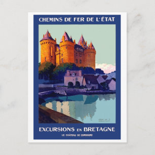 Postal Excursiones a Bretaña, Francia, Castillo de Combou