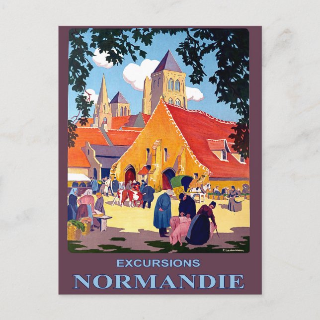 Postal Excursiones en Normandía, Francia, viajes vintage (Anverso)