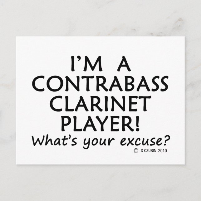 Postal Excusa del jugador de Clarinet de Contrabass (Anverso)