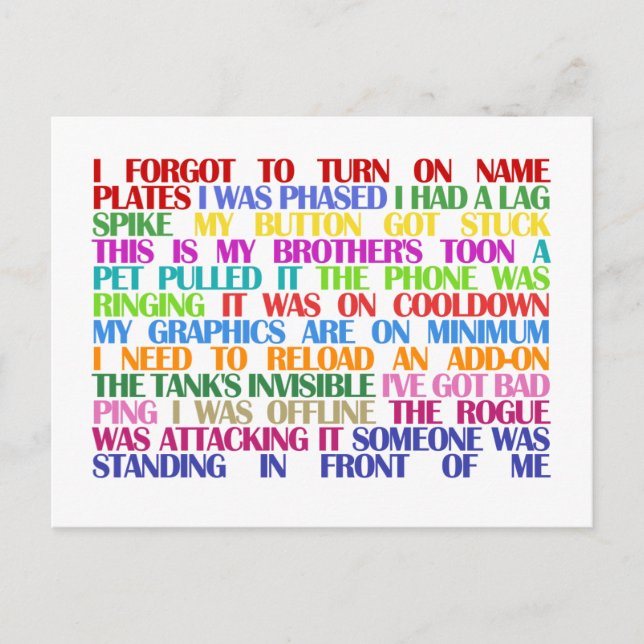 Postal Excusas de ataque de Warcraft (Anverso)