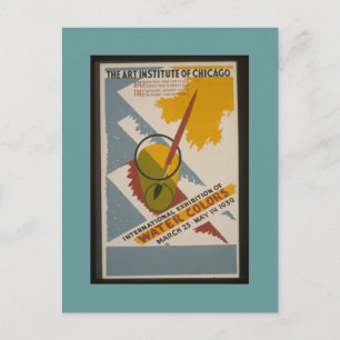 Postal Exhibición de acuarelas Postcard-WPA Chicago-AIC