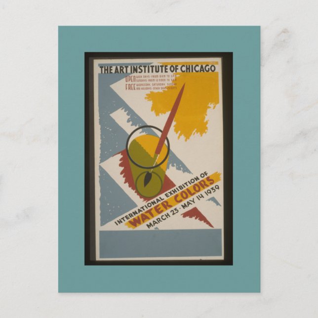 Postal Exhibición de acuarelas Postcard-WPA Chicago-AIC (Anverso)