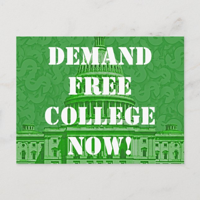 Postal Exigir una universidad gratuita ahora (Anverso)