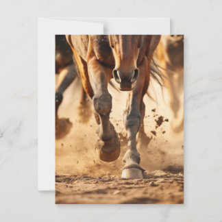 Postal Éxodo que corre caballos con arte fotorrealista