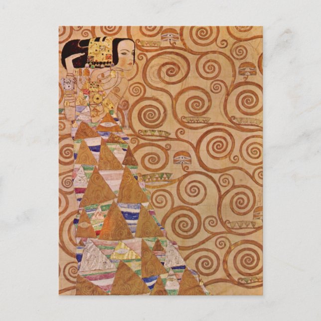 Postal Expectativa de Klimt Vintage Art Nouveau (Anverso)
