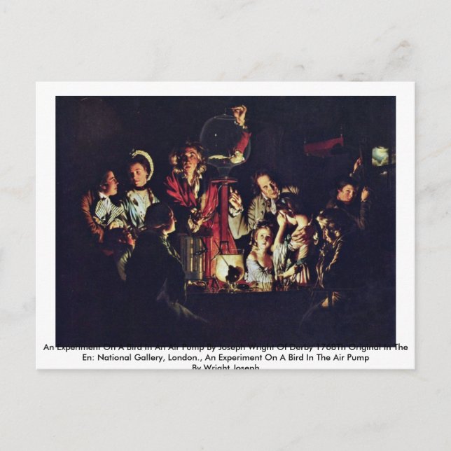 Postal Experimento Sobre Un Pájaro En Una Bomba De Aire (Anverso)