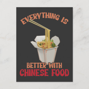Postal Experto chino en comida asiática comiendo fideos
