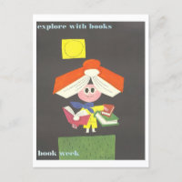 "Explora con libros" Poster de biblioteca de época