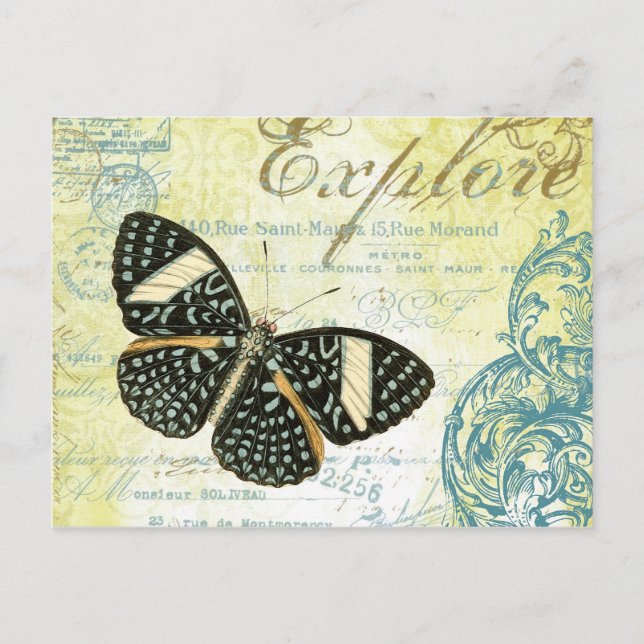 Postal Explora de Vintage Butterly...postal (Anverso)