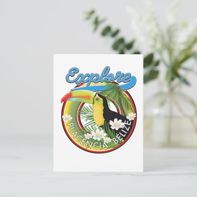 Postal Explora el logotipo de viaje a Placencia Belize (Anverso de pie)