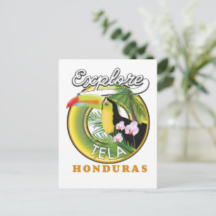 Postal Explora el logotipo de viaje de Tela Honduras