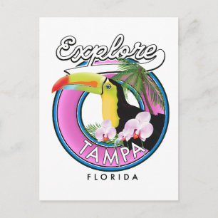 Postal Explora el logotipo retro de Tampa Florida