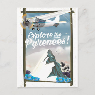 Postal Explora las montañas europeas de los Pirineos.