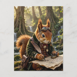 Postal Explorador Ardilla Steampunk Lindo