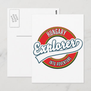 Postal Explorador de Hungría sobre el logo de la aventura